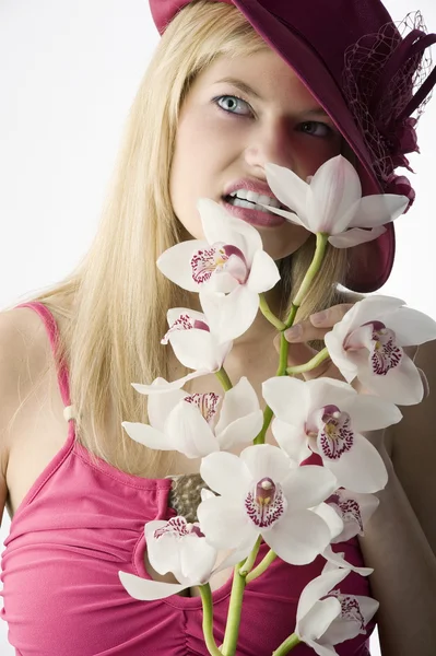 Укус и орхидея — стоковое фото