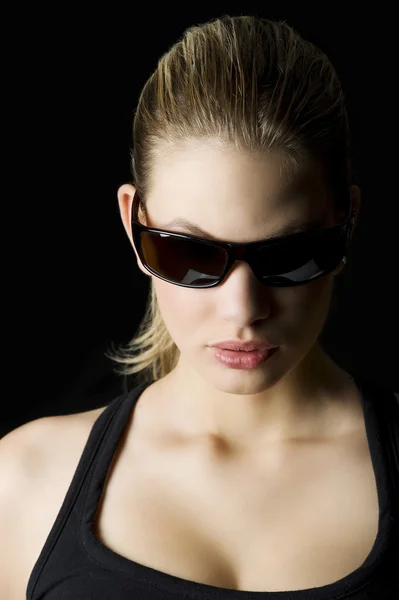 Glamor Portrait Blond Mistery Woman Sunglasses Looking — Stock Fotó