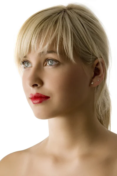Red lips clear eyes — Stock Photo, Image