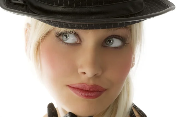 Pěkně Zblízka Krásná Blondýnka Modrýma Očima — Stock fotografie