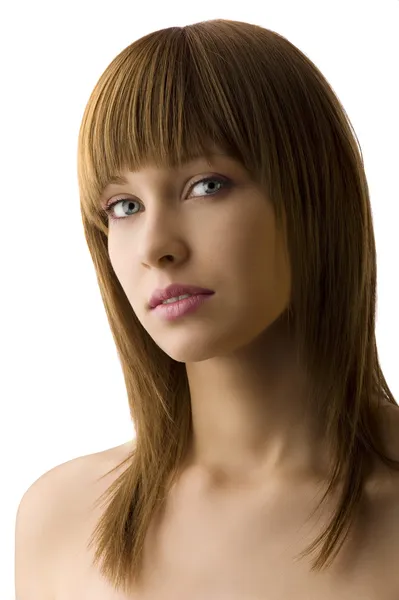 Junge Schöne Weibliche Teenager Mit Gut Gebürstetem Haar Auf Weiß — Stockfoto