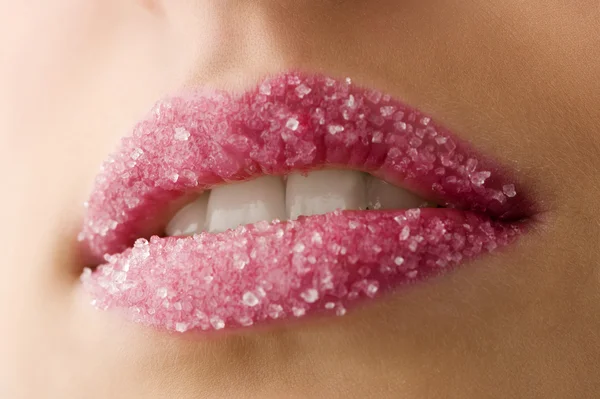 Lábios de açúcar fechar — Fotografia de Stock