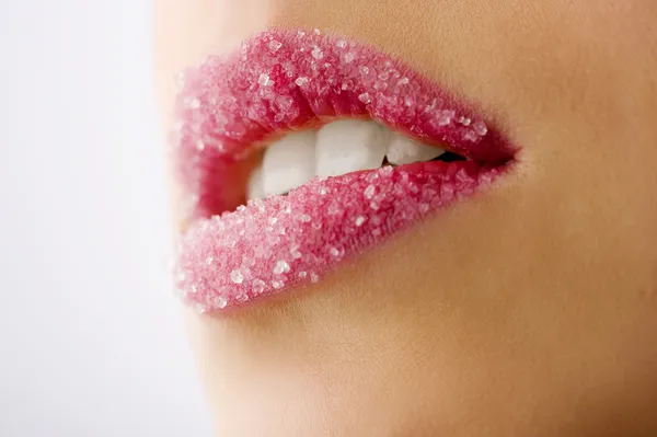 Closeup žena cukru rtů — Stock fotografie