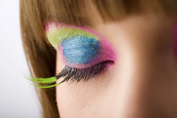 Primer Plano Unos Ojos Cerrados Color Mujer Con Pestañas Largas —  Fotos de Stock