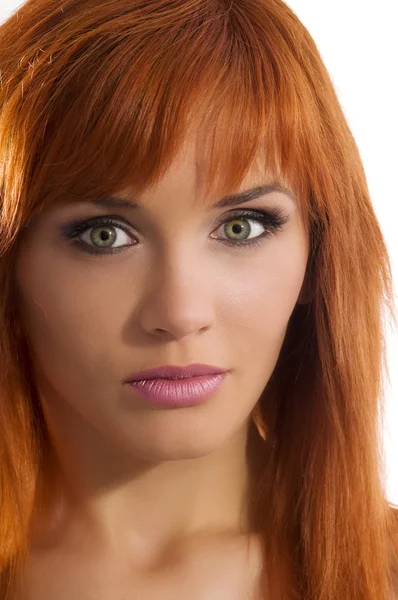 Genç Güzel Kızıl Saçlı Kadın Moda Portre — Stok fotoğraf