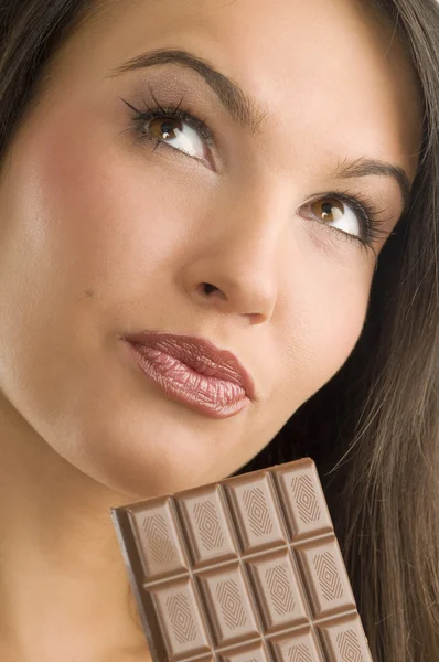 Retrato y chocolate — Foto de Stock