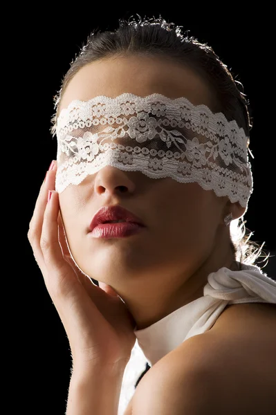 Máscara y encaje blanco — Foto de Stock