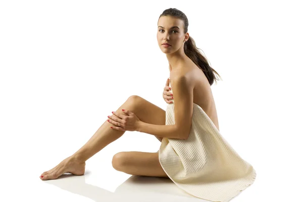Schoonheid meisje met handdoek — Stockfoto