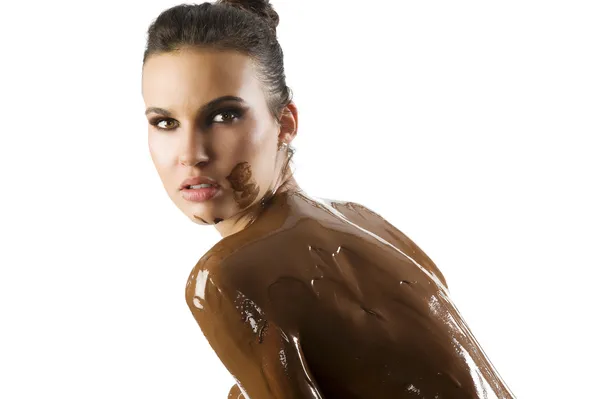 Dziewczyna z czekoladą — Zdjęcie stockowe