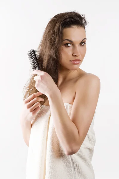 Escovar o cabelo — Fotografia de Stock