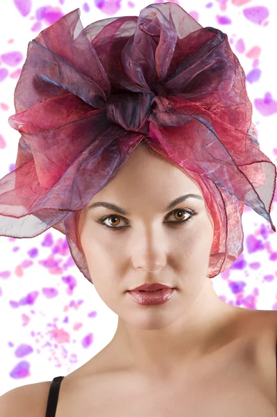 Bliska Portret Pięknej Kobiety Kolorowe Chusty Patrząc Jak Dziewczyna Brazylijskiej — Zdjęcie stockowe