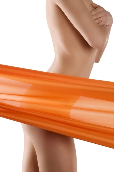 Primer Plano Cuerpo Mujer Desnuda Detrás Concepto Bienestar Belleza Material — Foto de Stock