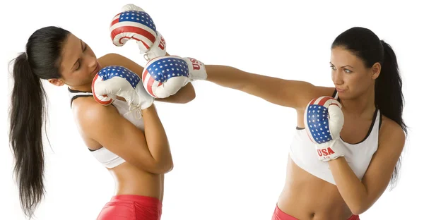 Punching twins woman — Stock Photo, Image