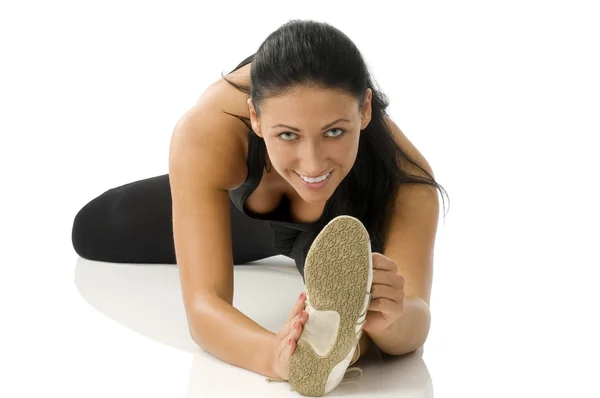 Pretty Girl Strecthing Her Body Making Gym — Stock Photo, Image