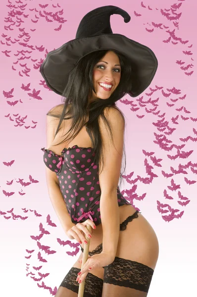 Sexy witch with hat — Stock Photo, Image