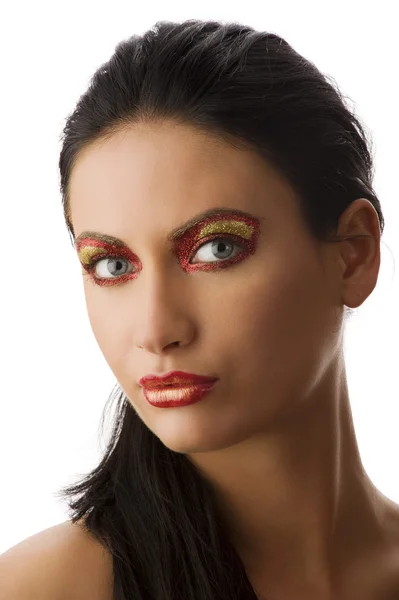 Rode en gouden make-up — Stockfoto