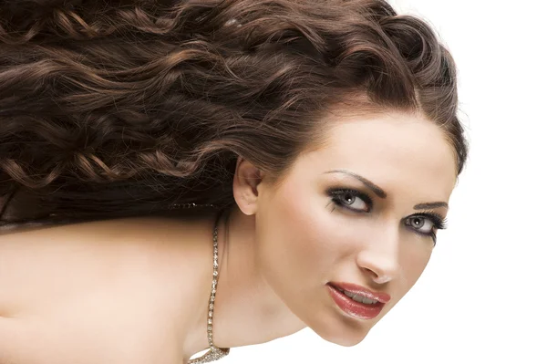 Portret brunetka z fryzurę — Zdjęcie stockowe