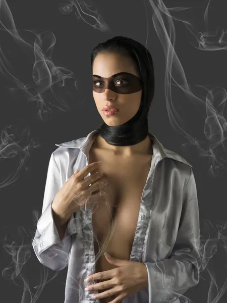 Latina with mask — Stock Photo, Image