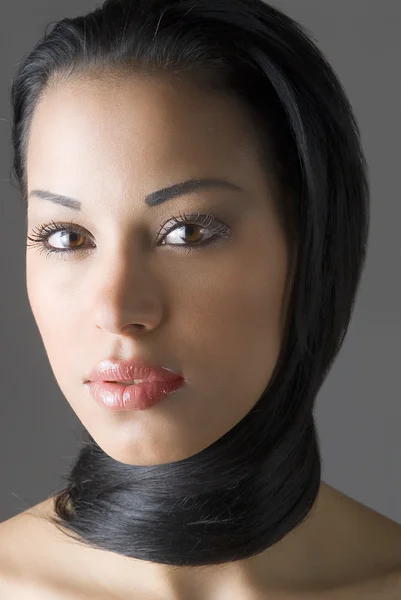 Beautiful Latina Girl Close Hair Her Neck — Stock Photo, Image