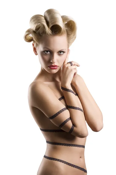 Menina sexy com laço de corda — Fotografia de Stock
