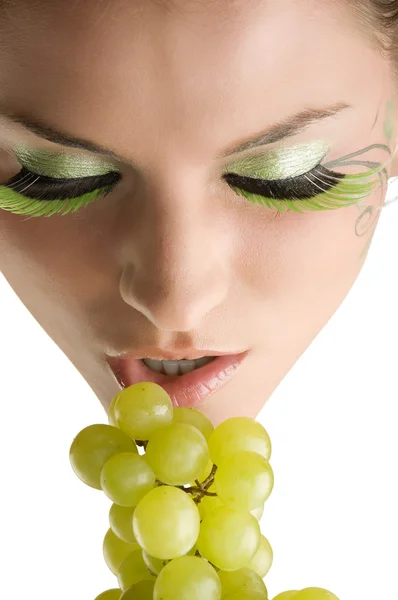 Usta i winogron — Zdjęcie stockowe