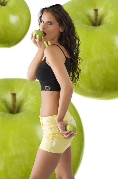 Gul kjol och apple — Stockfoto