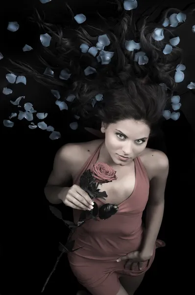 赤いドレスの赤いバラ — ストック写真