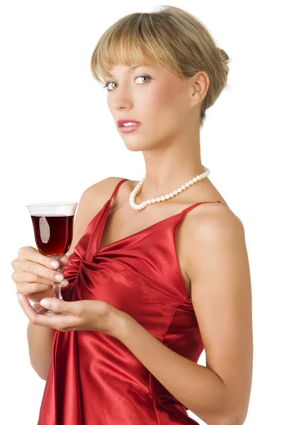 Necklace and wine — Stock Photo, Image
