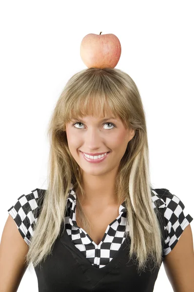 Rött äpple på mitt huvud — Stockfoto