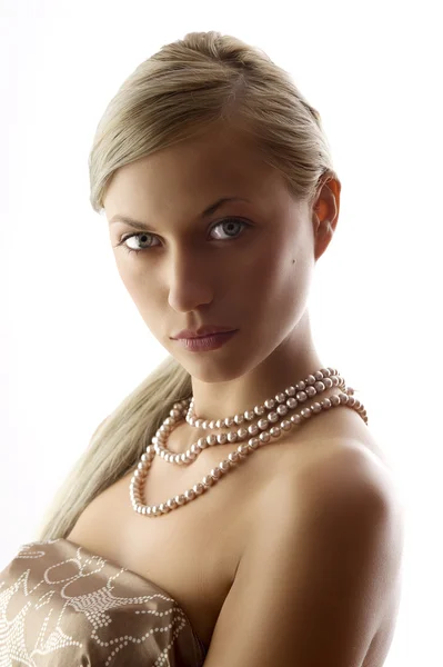 Lady with pearl — Stock Photo, Image