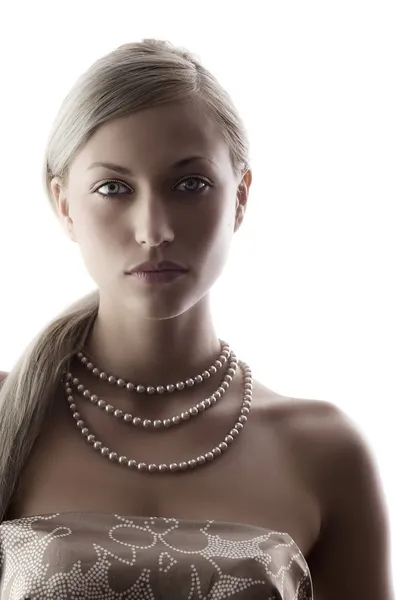 Nice Portrait Desaturate Color Blond Woman Necklace — Stock Photo, Image