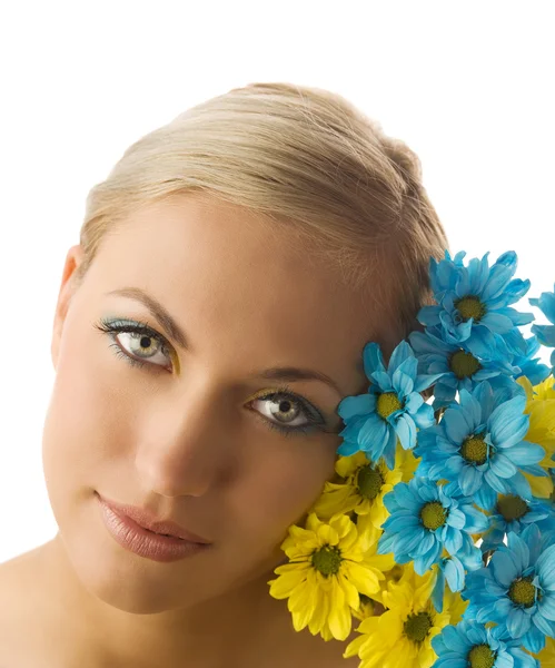 Gul och blå blomma — Stockfoto