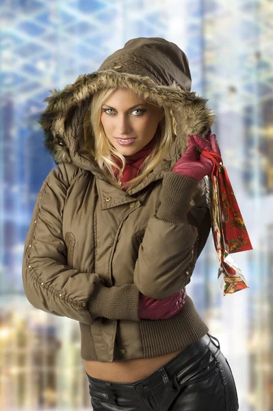 Kall vinter shopping — Stockfoto