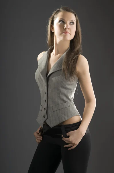 Casaco de cintura cinza — Fotografia de Stock