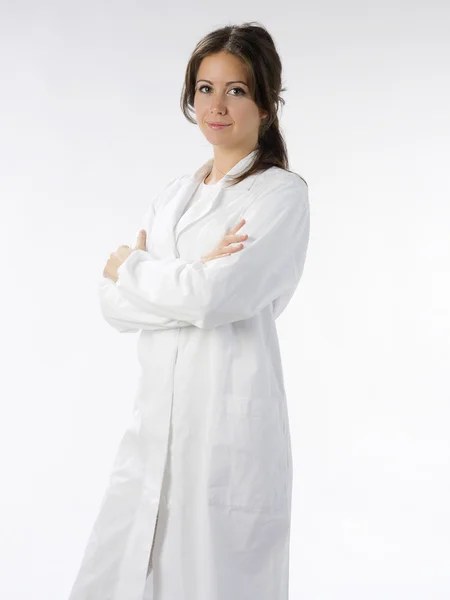 Güzel Doktor Beyaz Elbise Surat — Stok fotoğraf