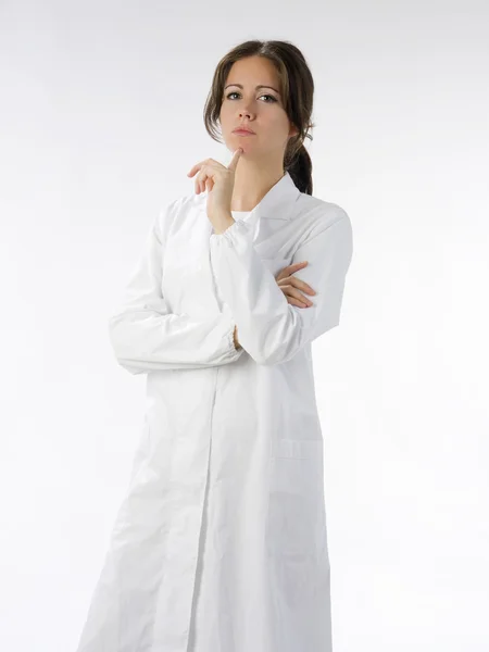 Bom Médico Vestido Branco Fazendo Rosto — Fotografia de Stock