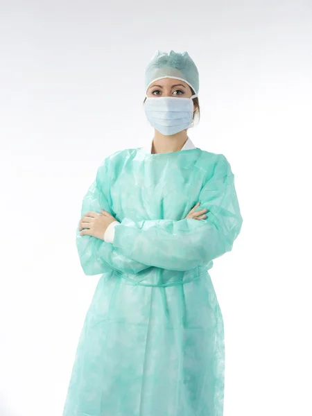 护士在绿色手术衣 — 图库照片