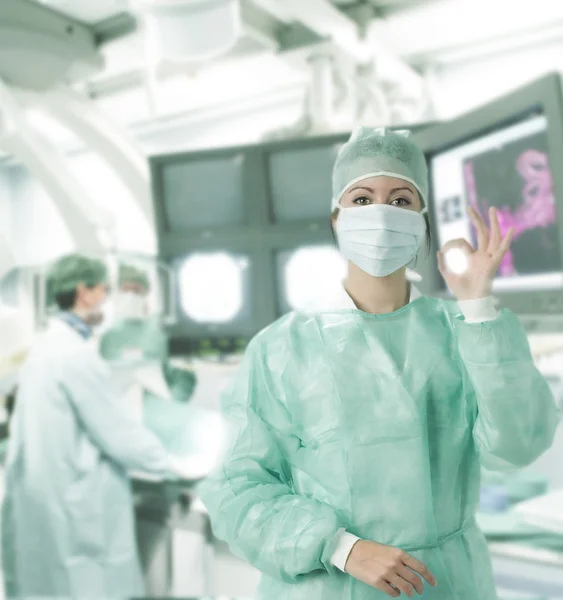 Медсестра Операционной Платье Принимает Позы — стоковое фото