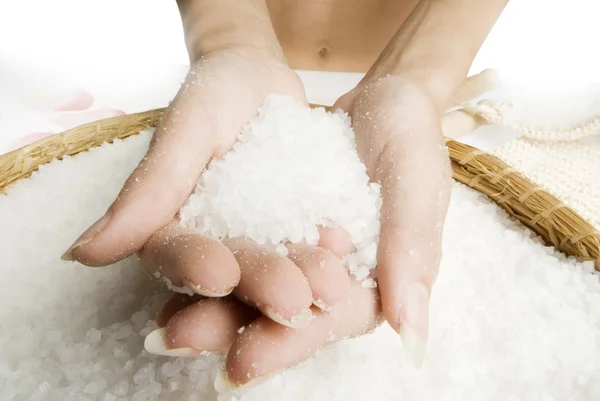 Scrub hands with salt — Stock Photo, Image