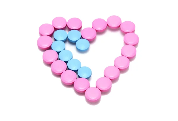 Cuore Delle Pillole Rosa Blu — Foto Stock