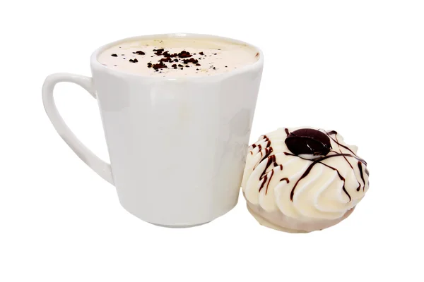 Φλιτζάνι Καφέ Και Κέικ Λευκή Σοκολάτα — Φωτογραφία Αρχείου