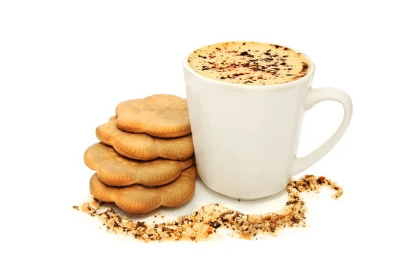 Butter Cookies Flower Cup Coffee — Stock Photo, Image