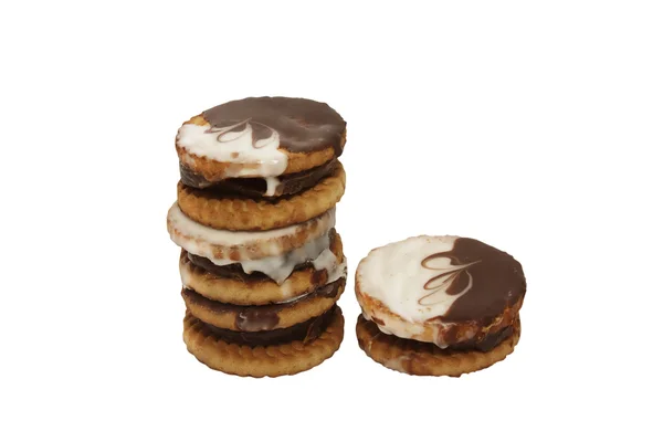 Máslo Cookies Čokoláda Izolovaných Bílém Pozadí — Stock fotografie