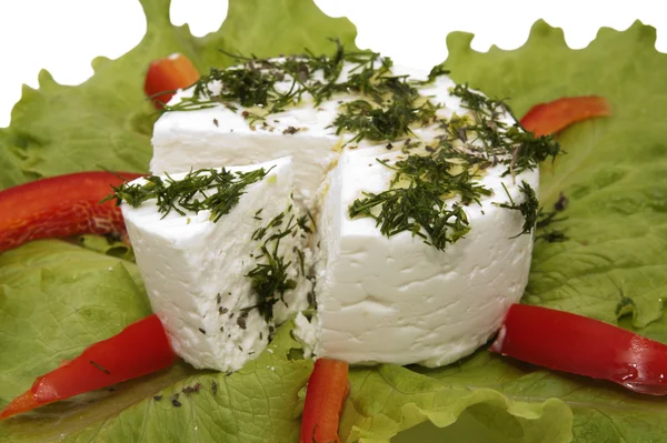 Feta Cheese Lettuce Sweet Pepper — Stock Photo, Image