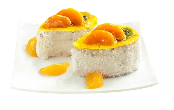 Zwei Kuchen mit Gelee und Obst — Stockfoto