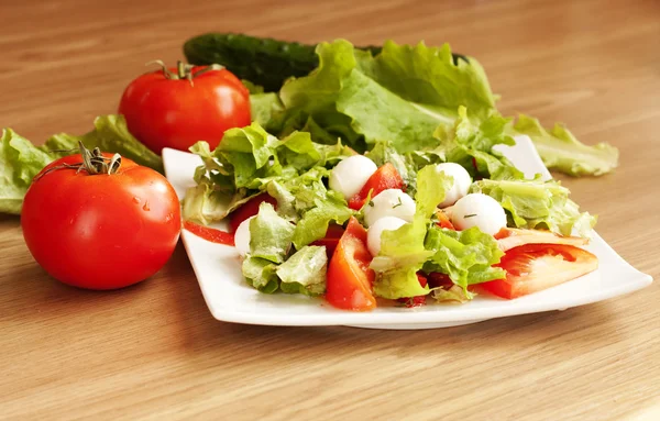 Salade met mozzarella en tomaten — Stockfoto