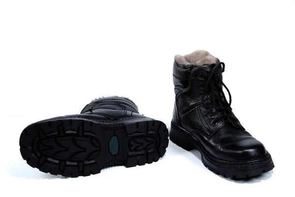 Black Man Boots White Background Isolated — стоковое фото