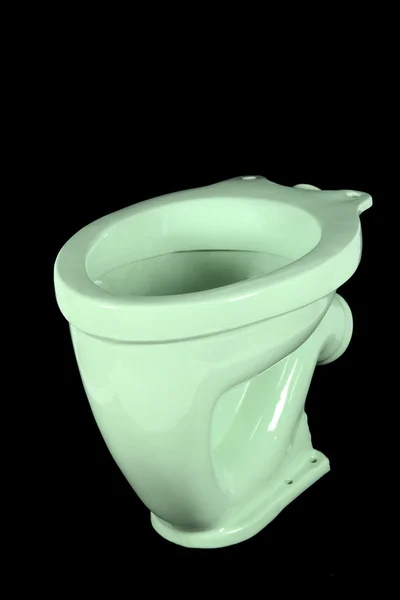 Die Hellgrüne Toilettenschüssel Isoliert Auf Schwarzem Hintergrund — Stockfoto