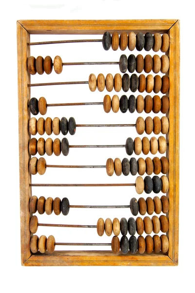 Abacus de madeira velho com uma soma calculada — Fotografia de Stock
