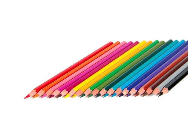Crayons de couleur, isolés, sur fond blanc — Photo